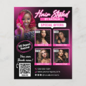 Elegante zwarte en roze Haarstylist foto Flyer (Voorkant)
