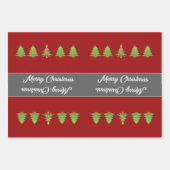 Elegante zwarte en roze kerstbomen inpakpapier vel (Voorkant 3)