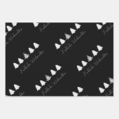 Elegante zwarte en roze kerstbomen inpakpapier vel (Voorkant 2)