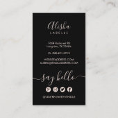 Elegante zwarte en roze parel visitekaartje (Achterkant)