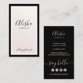 Elegante zwarte en roze parel visitekaartje (Voorkant / Achterkant)