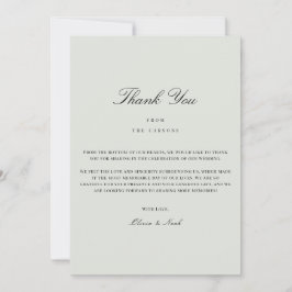 Elegante zwarte en saliegroene bedankkaart