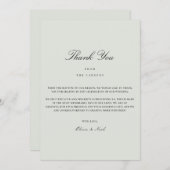 Elegante zwarte en saliegroene bedankkaart (Voorkant / Achterkant)