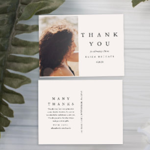 Elegante zwarte en taupe bruiloftsdankjewel briefkaart
