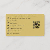 Elegante zwarte en turquoise gouden agaat QR-code Visitekaartje (Achterkant)