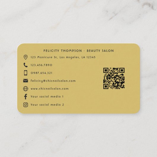 Elegante zwarte en turquoise gouden agaat QR-code Visitekaartje (Achterkant)