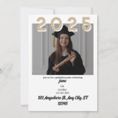 Elegante zwarte en witte afstudeeraankondiging kaart (Achterkant)