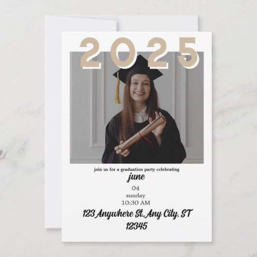 Elegante zwarte en witte afstudeeraankondiging kaart (Achterkant)