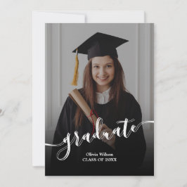 Elegante zwarte en witte afstudeeraankondiging kaart