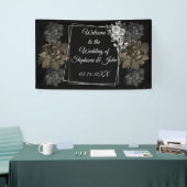 Elegante zwarte en witte bloemen bruilofts banner (Beurs)