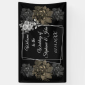 Elegante zwarte en witte bloemen bruilofts banner (Verticaal)