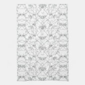 Elegante zwarte en witte botanische keukenhanddoek (Verticaal)