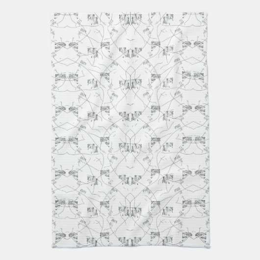 Elegante zwarte en witte botanische keukenhanddoek (Verticaal)