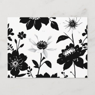 Elegante zwarte en witte botanische silhouetten briefkaart