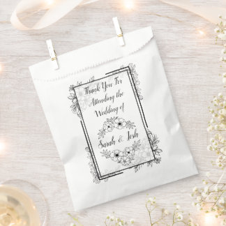 Elegante Zwarte en Witte Bruiloft Bedankzakje