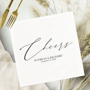 Elegante Zwarte En Witte Bruiloft Cheers Servetten