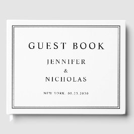 Elegante Zwarte En Witte Bruiloft Gastenboek