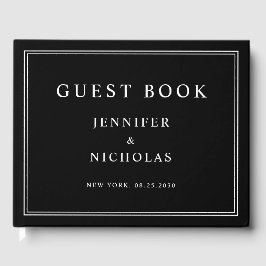 Elegante Zwarte En Witte Bruiloft Gastenboek