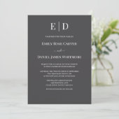 Elegante Zwarte en Witte Bruiloft Modern Monogram Kaart (Staand voorkant)