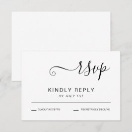 Elegante zwarte en witte bruiloft RSVP kaartje