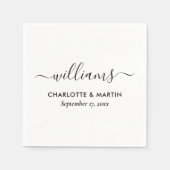 Elegante Zwarte en Witte Bruiloft Servet (Voorkant)