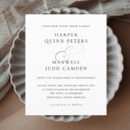 Elegante zwarte en witte budget trouwuitnodiging