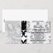 elegante zwarte en witte damast feestdagenkaart (Voorkant / Achterkant)