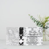 elegante zwarte en witte damast feestdagenkaart (Staand voorkant)