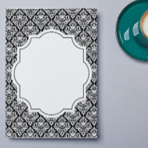 Elegante Zwarte en Witte Damast Plaat