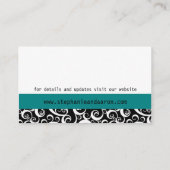 Elegante zwarte en witte damast trouwkaart informatiekaartje (Achterkant)