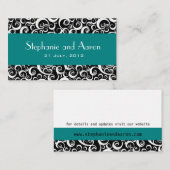 Elegante zwarte en witte damast trouwkaart informatiekaartje (Voorkant / Achterkant)