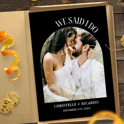 Elegante zwarte en witte elopement-aankondiging aankondiging