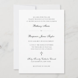Elegante zwarte en witte formele katholieke bruilo kaart