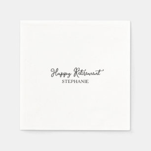 Elegante zwarte en witte gelukkige pensionering servet