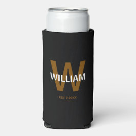 Elegante zwarte en witte gepersonaliseerde naam mo seltzer blikjeskoeler