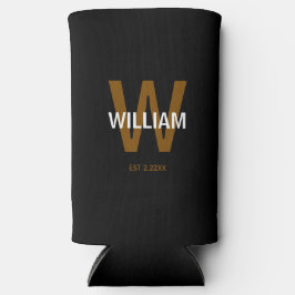 Elegante zwarte en witte gepersonaliseerde naam mo seltzer blikjeskoeler