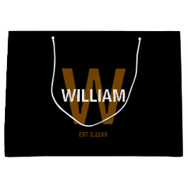 Elegante zwarte en witte gepersonaliseerde naammon groot cadeauzakje