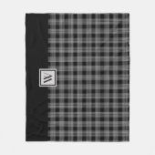 Elegante Zwarte En Witte Geruite Monogram Fleece Deken (Voorkant)