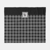 Elegante Zwarte En Witte Geruite Monogram Fleece Deken (Voorkant (Horizontaal))