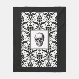 Elegante Zwarte En Witte Gotische Schedel Fleece Deken