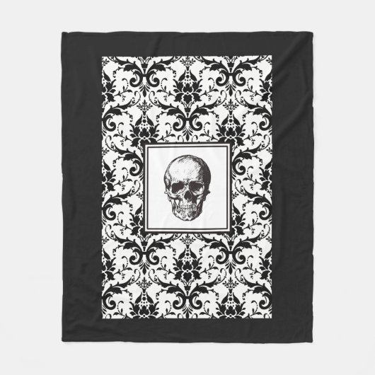 Elegante Zwarte En Witte Gotische Schedel Fleece Deken (Voorkant)
