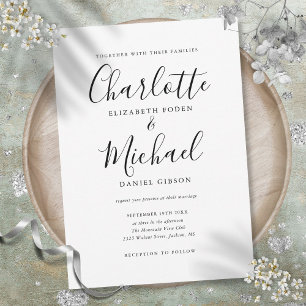 Elegante zwarte en witte handtekening script bruil kaart