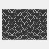 Elegante zwarte en witte harten inpakpapier set (Voorkant 2)