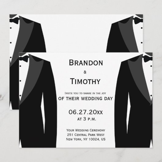 Elegante zwarte en witte homotrouwkaart kaart (Voorkant / Achterkant)