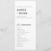 Elegante zwarte en witte huwelijksceremonie programmakaart (Voorkant)