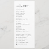 Elegante zwarte en witte huwelijksceremonie programmakaart (Achterkant)