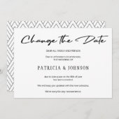 Elegante zwarte en witte huwelijksdatum wijzigen save the date (Voorkant / Achterkant)