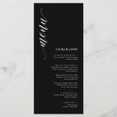 Elegante Zwarte en Witte Huwelijksmenu Kaarten (Voorkant)