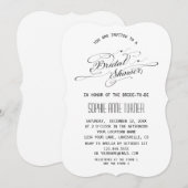 Elegante zwarte en witte kalligrafie bruidsdouche kaart (Voorkant / Achterkant)