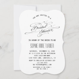 Elegante zwarte en witte kalligrafie bruidsdouche kaart